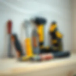 Essential drywall patching tools arranged neatly