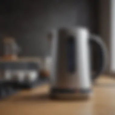 A modern electric kettle with temperature settings displayed