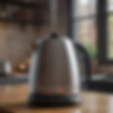 Speedy Boiling Performance A sleek electric kettle with rapid boiling feature highlighted