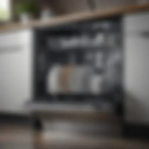 A sleek modern dishwasher in action, showcasing its efficiency.