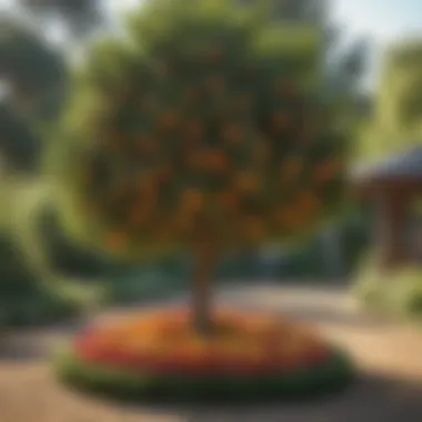Diverse Evergreen Fruit Tree Garden A garden showcasing a diversity of evergreen fruit tree species