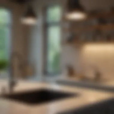 Close-up of daylight kitchen fixtures with natural light