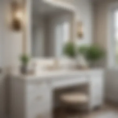 Beautiful vanity area showcasing white cabinetry and countertop