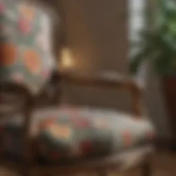 Close-up view of the intricate floral patterns on the Anthropologie chair