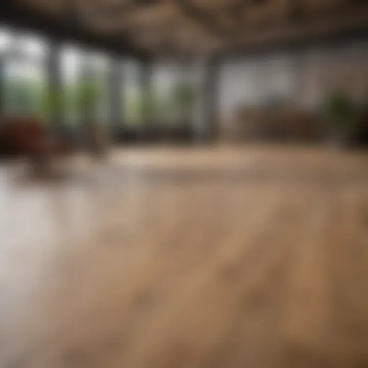 Installation process of non-slip wood flooring in a commercial space