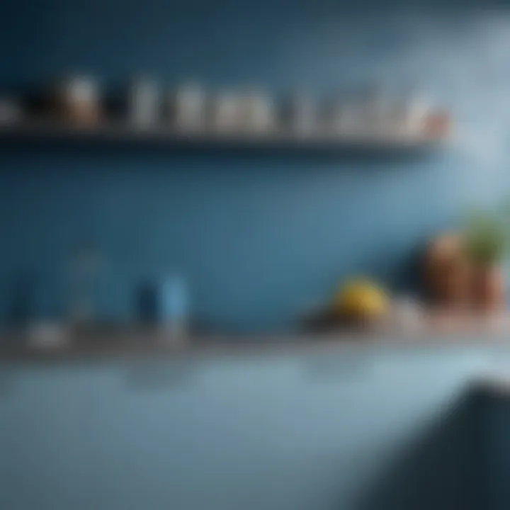 Variety of blue paint swatches for kitchen design