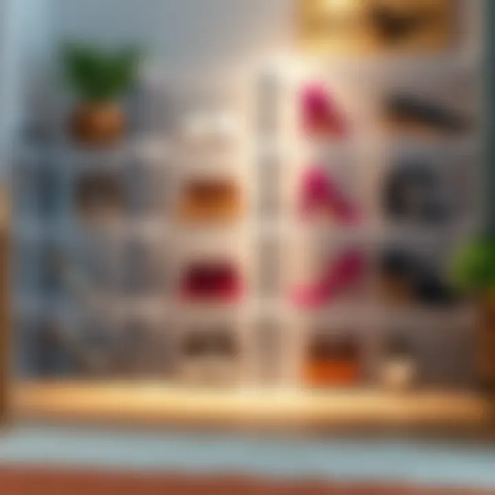 Stylish Clear Shoe Storage Stylish clear plastic boxes displaying various shoe designs
