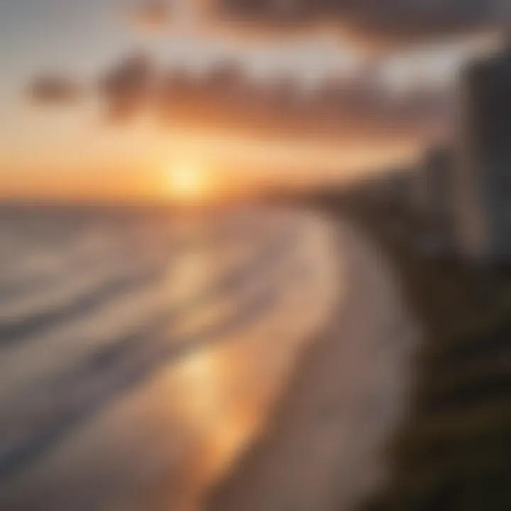 Sunset over the ocean with condos in the foreground, highlighting the lifestyle