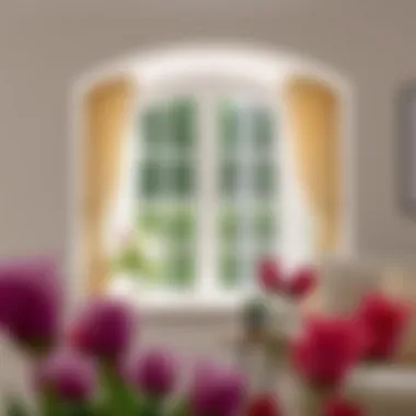 Aesthetically Pleasing Bow Window with Well-Styled Curtains An aesthetically pleasing bow window with well-styled curtains