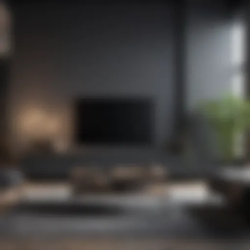 Elegant dark gray furniture enhancing a modern living room
