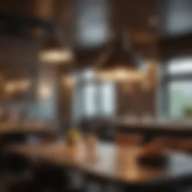 Elegant pendant lights in a diner setting