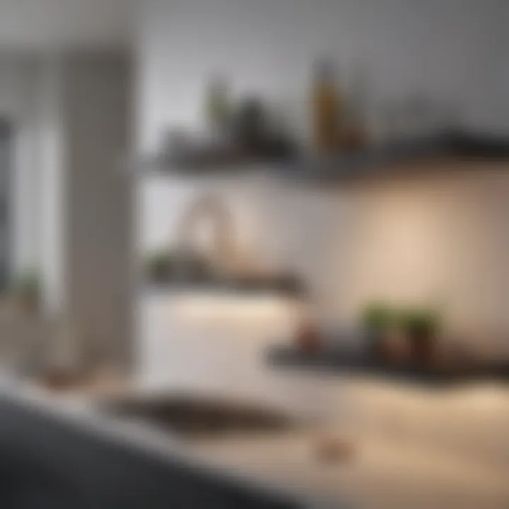 Floating shelves in a contemporary kitchen