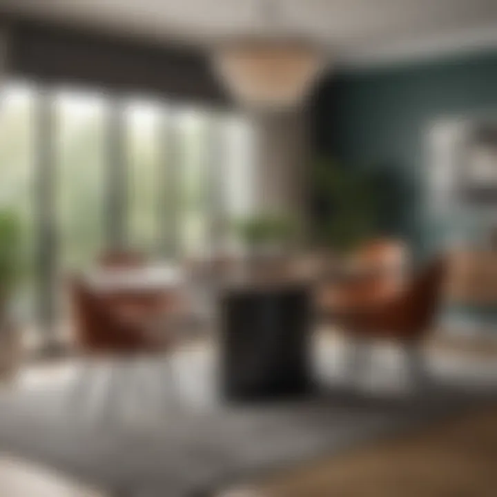 Downing oval dining table surrounded by stylish chairs in a cozy dining area