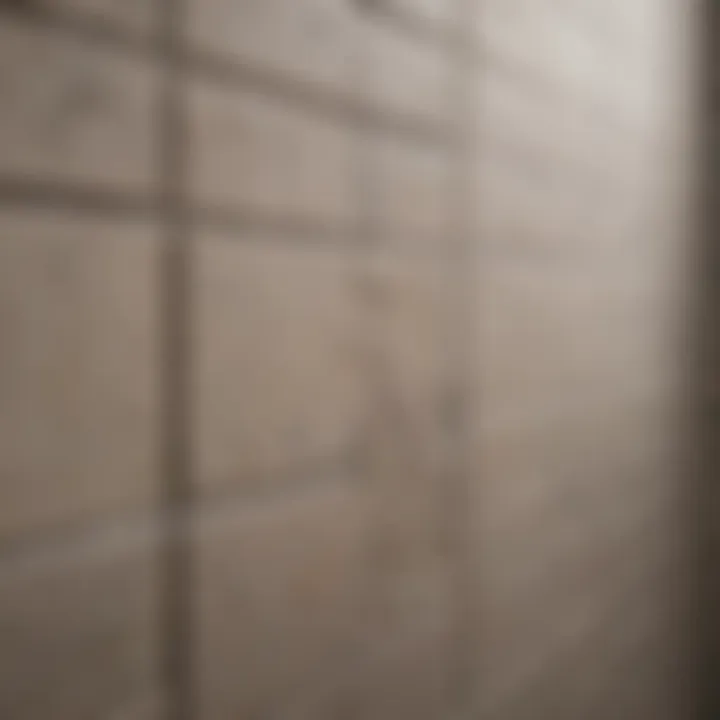 Close-up of a tile being installed on a wall