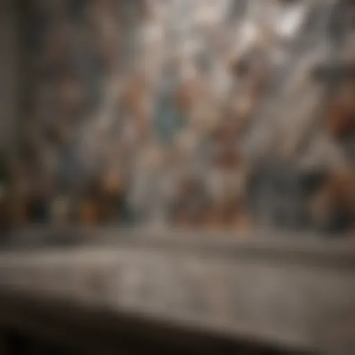 A variety of backsplash materials displayed on a table