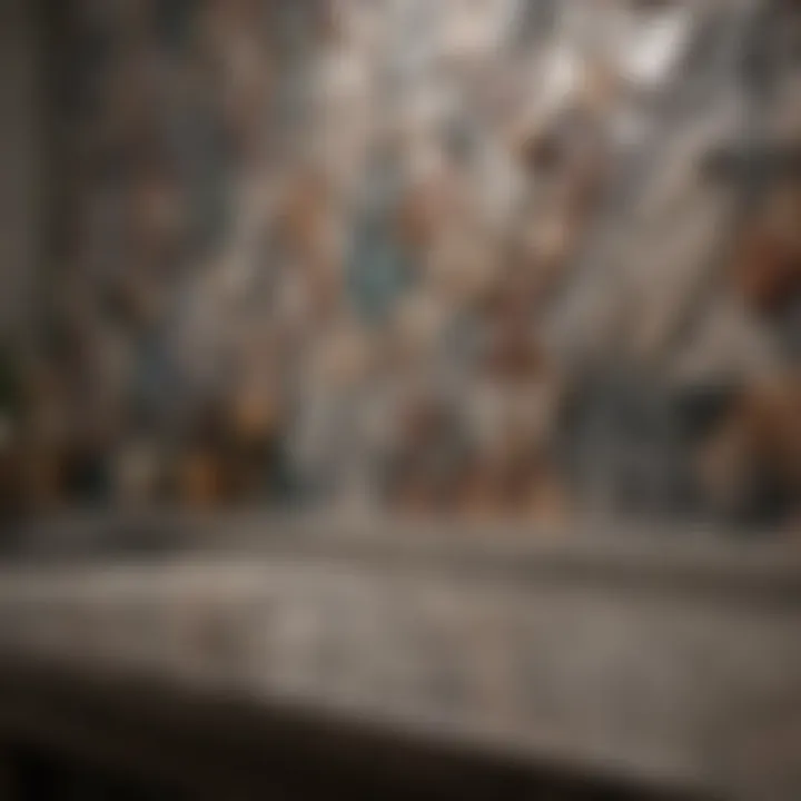 A variety of backsplash materials displayed on a table