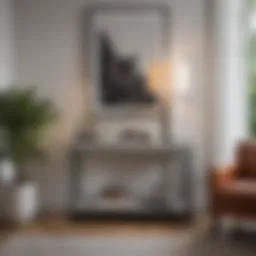 Elegant narrow painted console table with modern decor