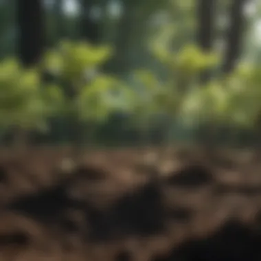 Close-up of thriving young saplings native to New Jersey.