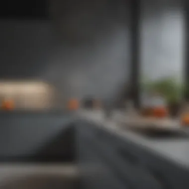 An inviting kitchen that combines gray walls with vibrant accent colors