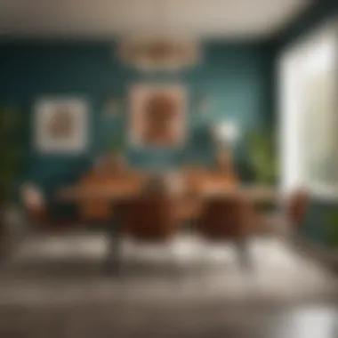 Stylish arrangement of mid-century chairs in a contemporary dining area