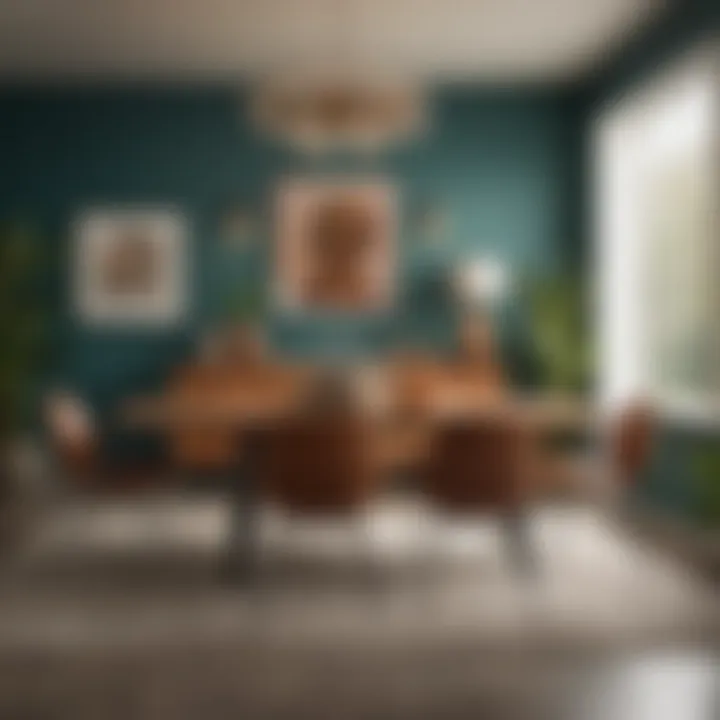Stylish arrangement of mid-century chairs in a contemporary dining area