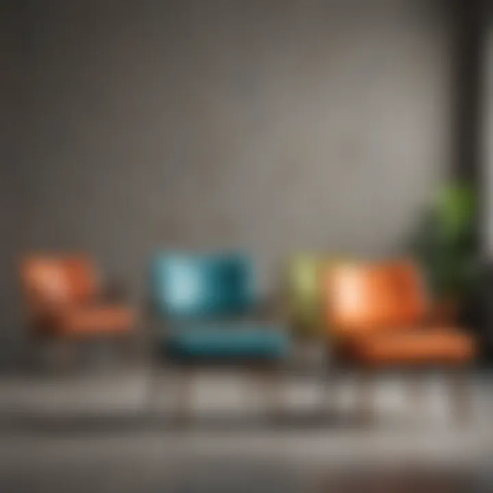 Variety of mid-century chairs showcasing different materials and colors