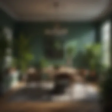 Stylish Dining Area with Greenery A stylish dining area adorned with green plants enhancing the atmosphere