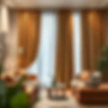 Fabric Curtains in Cozy Living Area Luxurious fabric curtains adding sophistication to a cozy setting