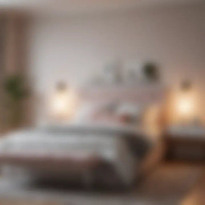Calm bedroom painted in soft pastel shades