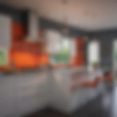 Modern kitchen featuring bold accent colors