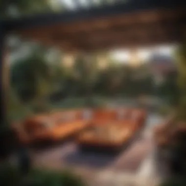 Vibrant Outdoor Entertaining Space Stylish outdoor entertaining area with vibrant furnishings