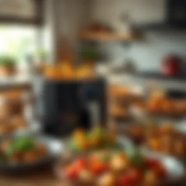 Versatility of Dishes with Large Capacity Air Fryers A variety of dishes cooked in a large capacity air fryer, highlighting versatility.