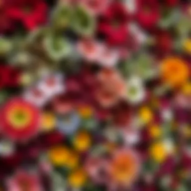 Intricate Arrangement of Flower Species Close-up of a beautifully arranged flower wall with diverse species