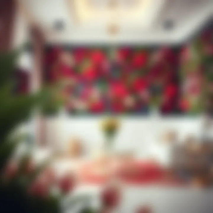Enhancing Indoor Elegance with Live Flowers An elegant indoor space enhanced by a lush flower wall