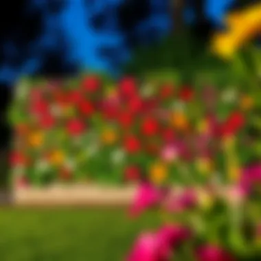 Integrating a Flower Wall into Outdoor Beauty A stunning outdoor flower wall integrated into a natural landscape