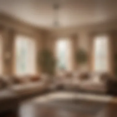 A cozy living space featuring warm neutral colors.