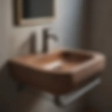 Close-up of materials used in narrow powder room sinks