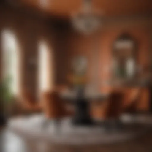 Elegant dining room showcasing a warm color palette