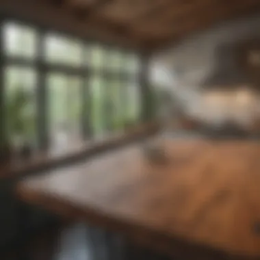 An inviting dining area featuring rustic wooden countertops