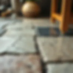 A close-up view of various grout types for flagstone.