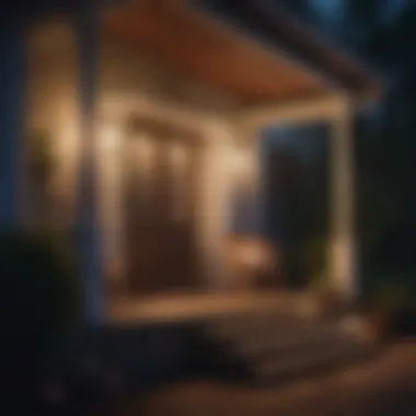 Beautifully lit porch showcasing architectural design at night