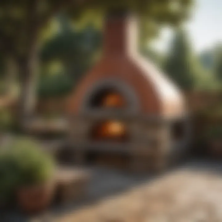 Perfectly placed pizza oven in a cozy backyard