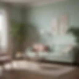 Elegant living room with soft pastel paint