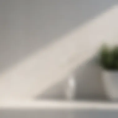 Various white paint finishes displayed on a wall