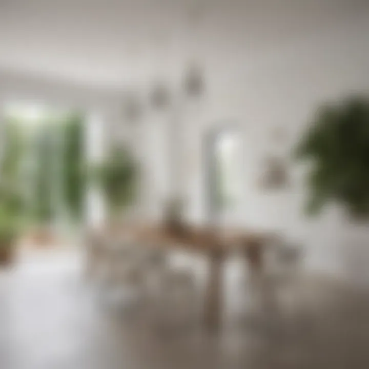 Stylish dining area featuring white-painted walls