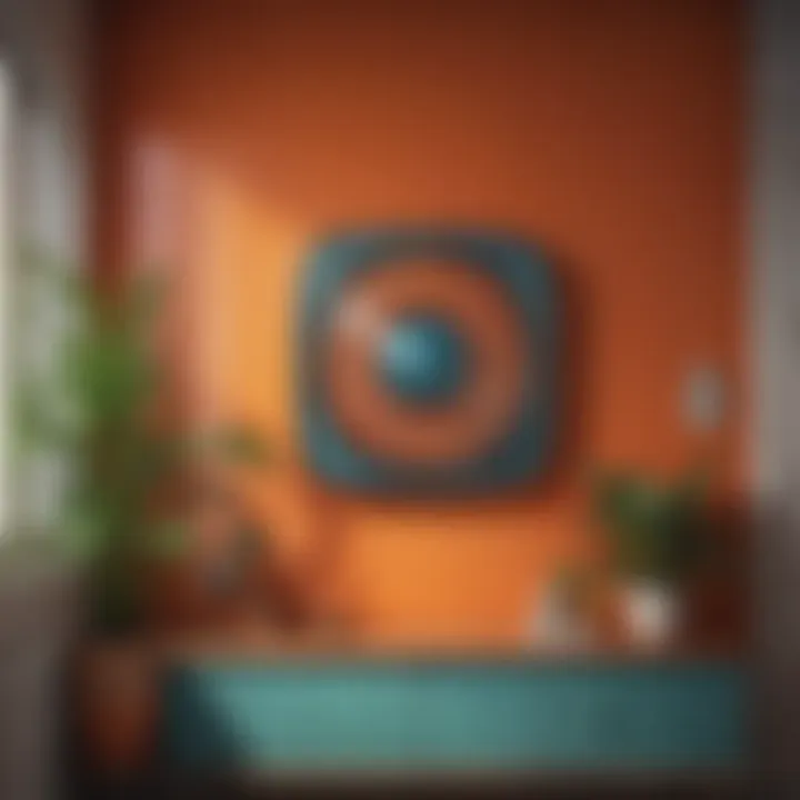 Artistic retro wall decor showcasing vibrant colors