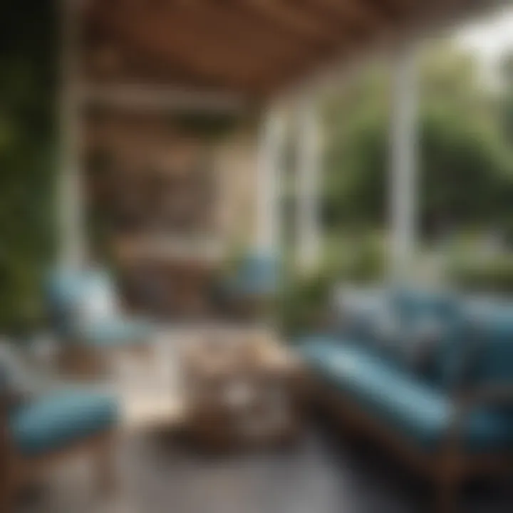 Stylish outdoor seating area with coastal decor elements