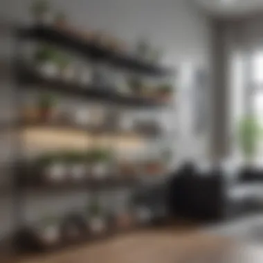Vertical Space Optimization with Compact Shelving Compact shelving unit maximizing vertical space in a modern apartment