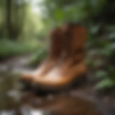 Elegant design of short Wellington boots in a natural setting