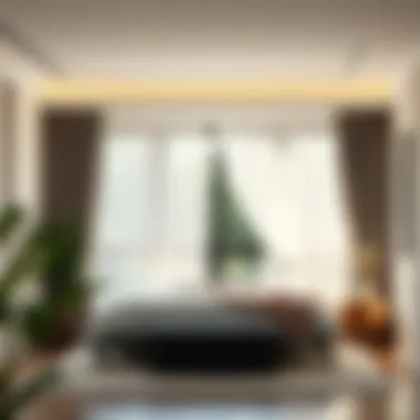 Elegant sheer curtains softly filtering light in a serene bedroom setting